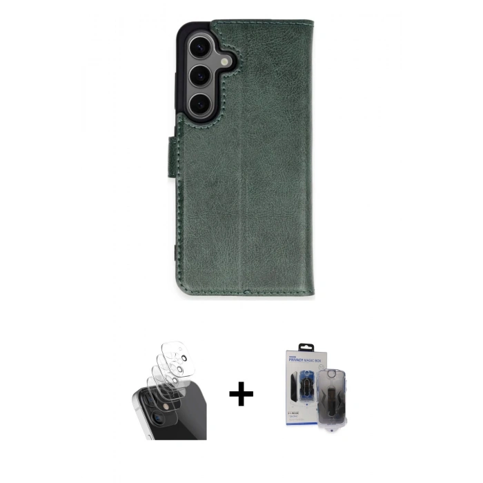 MARSİLYAN™- Galaxy S24 Plus Kılıf Siluet Işık Serisi - Siyah Vanessa Magic Hayalet Cam + Kamera Lens Koruma Cam - SF