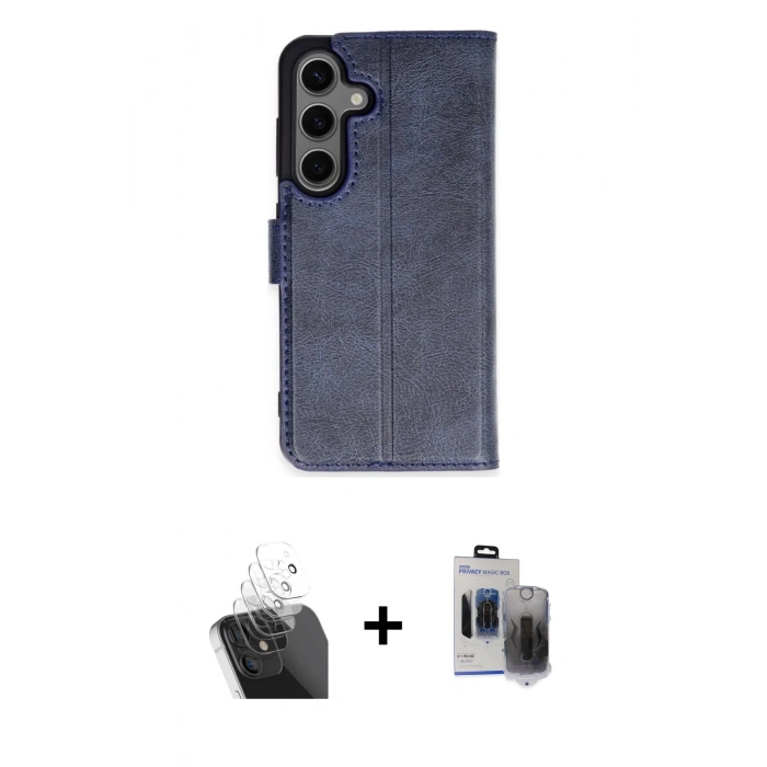 MARSİLYAN™- Galaxy S24 Plus Kılıf Siluet Işık Serisi - Siyah Vanessa Magic Hayalet Cam + Kamera Lens Koruma Cam - SF