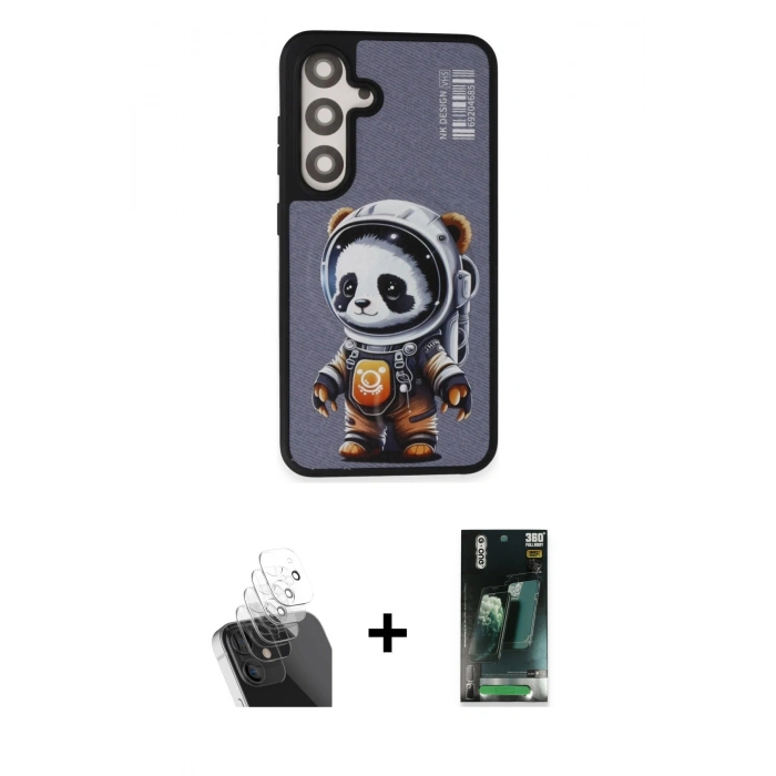 MARSİLYAN™- Galaxy S24 Plus Kılıf Siluet Modern Özel Seri - Şeffaf 360 Full Body Arka Koruyucu + Kamera Lens Koruma Cam - SF