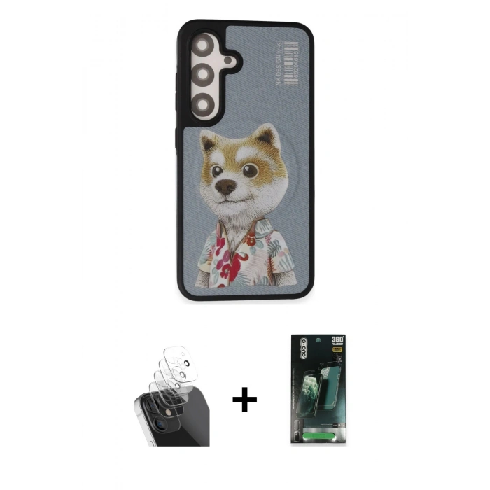 MARSİLYAN™- Galaxy S24 Plus Kılıf Siluet Modern Özel Seri - Siyah 360 Mat Full Body Arka Koruyucu + Kamera Lens Koruma Cam - SF