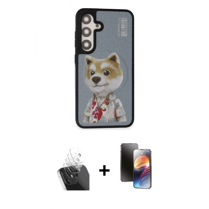 MARSİLYAN™- Galaxy S24 Plus Kılıf Siluet Modern Özel Seri - Siyah 3D Antistatik Mat Seramik Nano Ekran Koruyucu + Kamera Lens Koruma Cam - SF