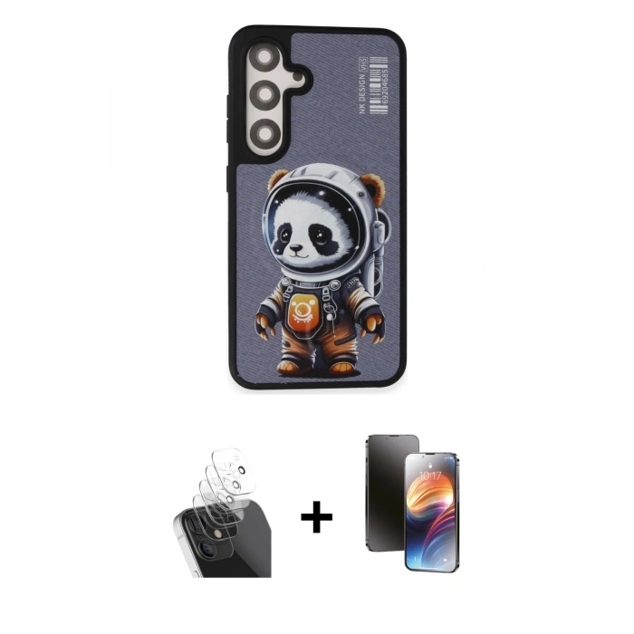 MARSİLYAN™- Galaxy S24 Plus Kılıf Siluet Modern Özel Seri - Siyah 3D Antistatik Mat Seramik Nano Ekran Koruyucu + Kamera Lens Koruma Cam - SF