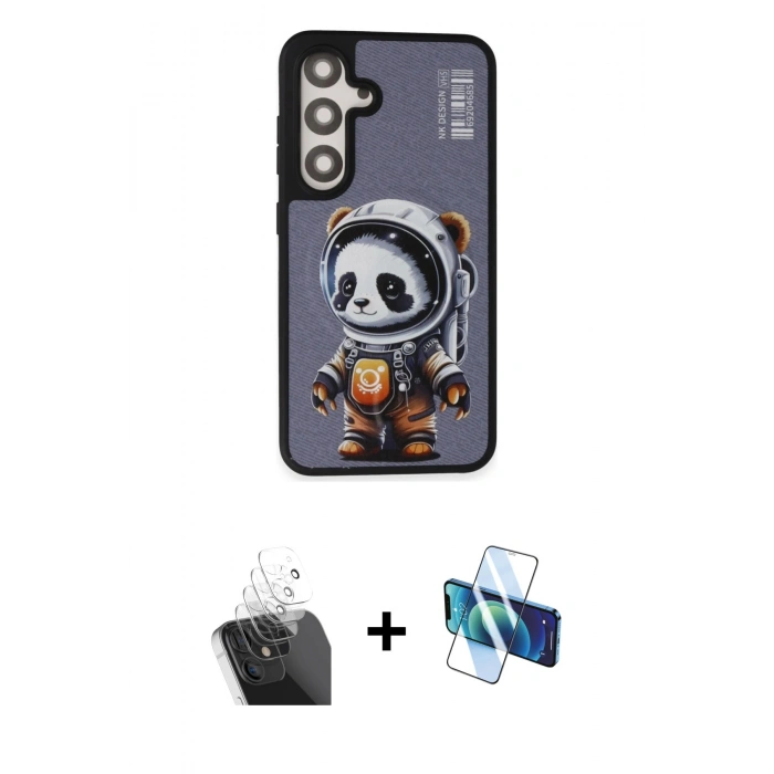 MARSİLYAN™- Galaxy S24 Plus Kılıf Siluet Modern Özel Seri - Siyah 3D Antistatik Seramik Nano Ekran Koruyucu + Kamera Lens Koruma Cam - SF