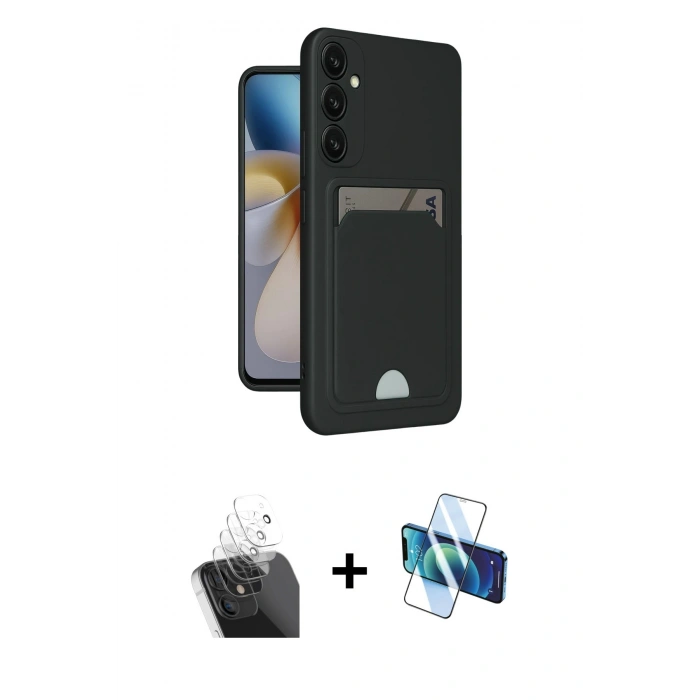 MARSİLYAN™- Galaxy S24 Plus Kılıf Vadi Çizgi Prime - Siyah 3D Antistatik Cam Ekran Koruyucu + Kamera Lens Koruma Cam - SF