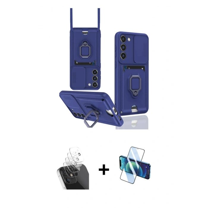 MARSİLYAN™- Galaxy S24 Plus Kılıf Vadi Form Prime - Siyah 3D Antistatik Cam Ekran Koruyucu + Şeffaf Kamera Lens Koruma Cam