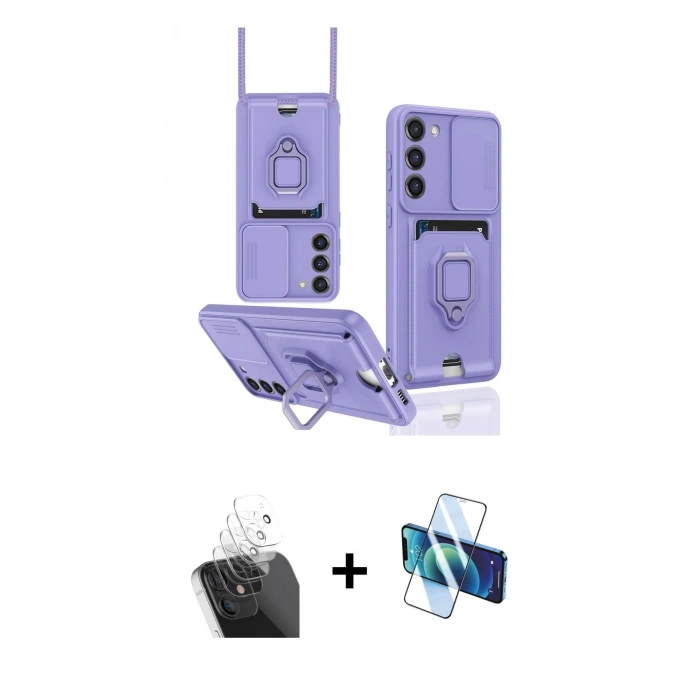 MARSİLYAN™- Galaxy S24 Plus Kılıf Vadi Form Prime - Siyah 3D Antistatik Cam Ekran Koruyucu + Şeffaf Kamera Lens Koruma Cam