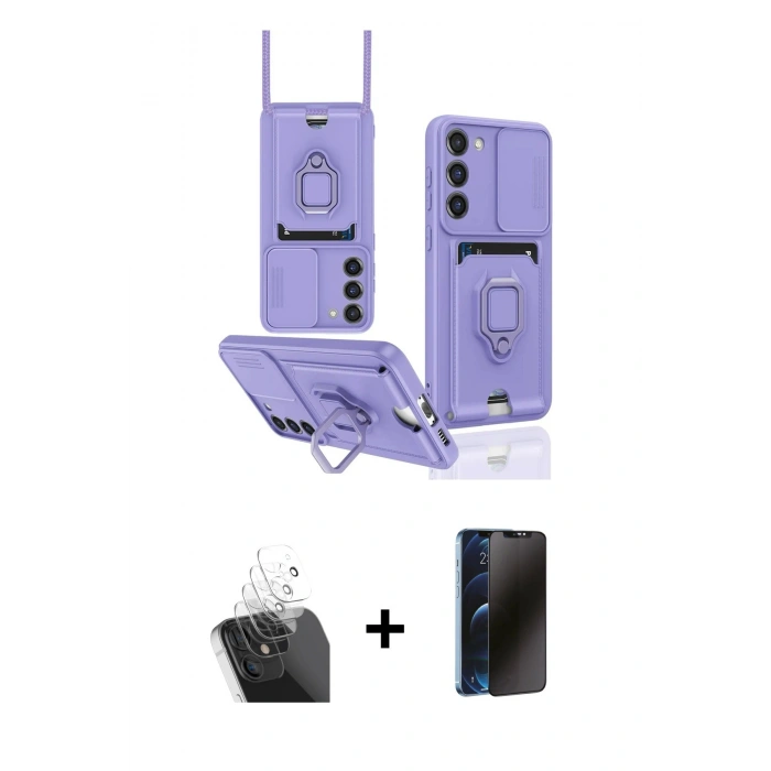 MARSİLYAN™- Galaxy S24 Plus Kılıf Vadi Form Prime - Siyah 3D Antistatik Hayalet Cam Ekran Koruyucu + Kamera Lens Koruma Cam - SF