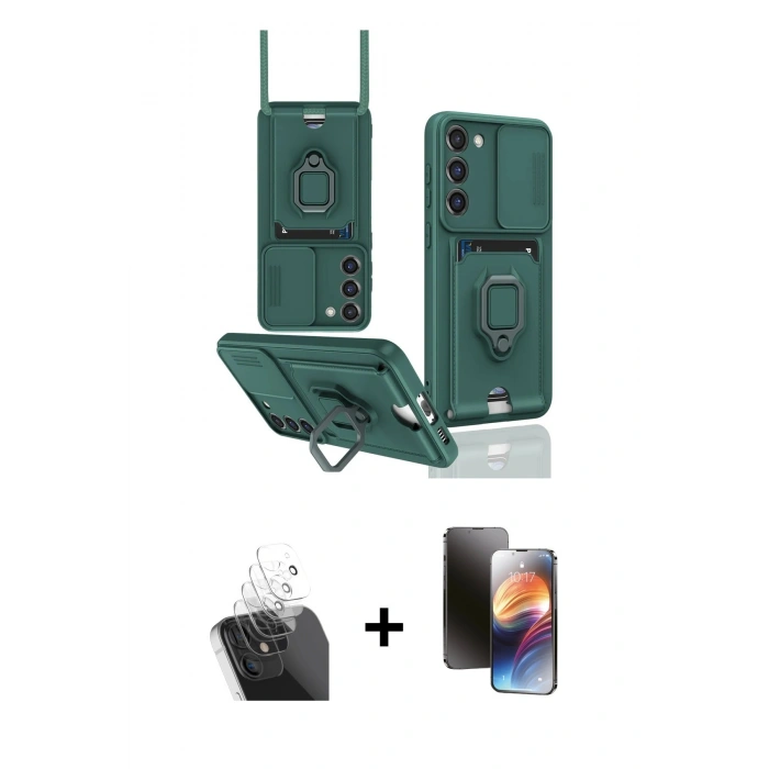 MARSİLYAN™- Galaxy S24 Plus Kılıf Vadi Form Prime - Siyah 3D Antistatik Mat Seramik Nano Ekran Koruyucu + Kamera Lens Koruma Cam - SF