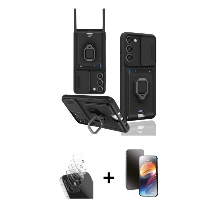MARSİLYAN™- Galaxy S24 Plus Kılıf Vadi Form Prime - Siyah 3D Antistatik Mat Seramik Nano Ekran Koruyucu + Kamera Lens Koruma Cam - SF
