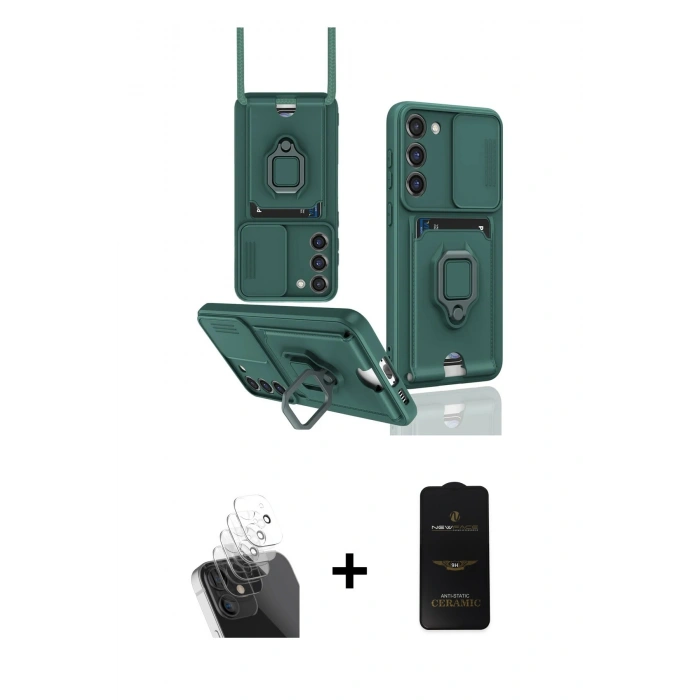 MARSİLYAN™- Galaxy S24 Plus Kılıf Vadi Form Prime - Siyah 6D Antistatik Mat Seramik Hayalet Nano Ekran Koruyucu + Kamera Lens Koruma Cam - SF