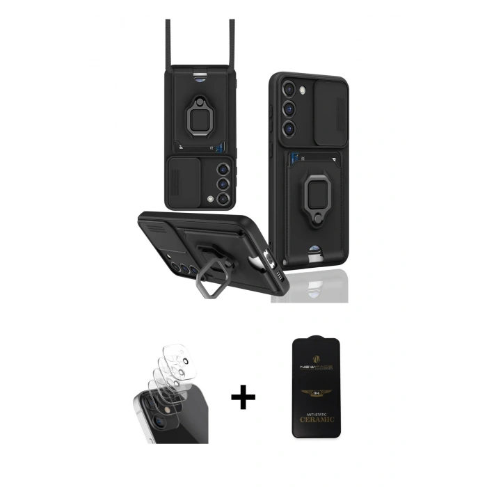 MARSİLYAN™- Galaxy S24 Plus Kılıf Vadi Form Prime - Siyah 6D Antistatik Mat Seramik Hayalet Nano Ekran Koruyucu + Kamera Lens Koruma Cam - SF