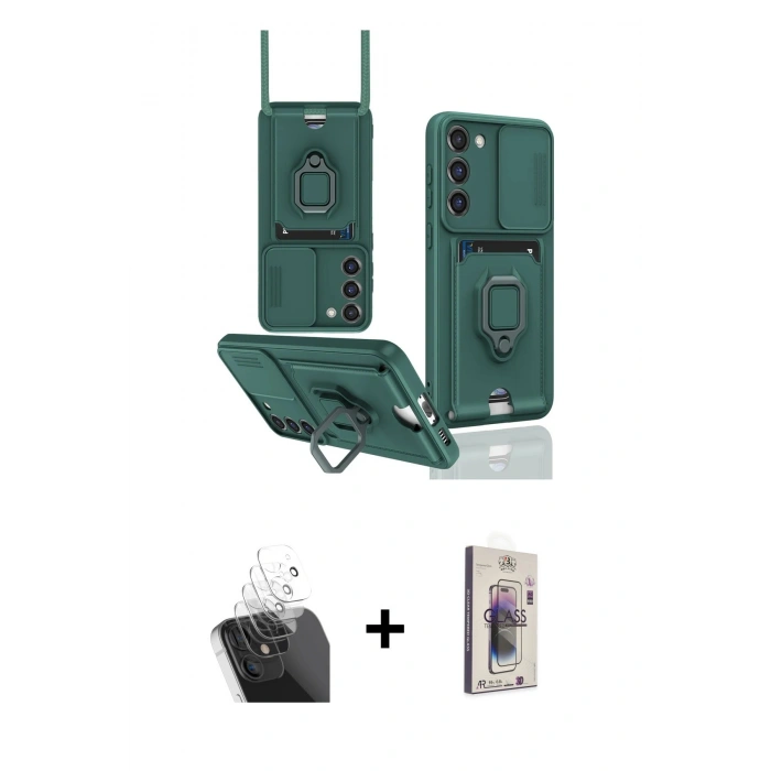 MARSİLYAN™- Galaxy S24 Plus Kılıf Vadi Form Prime - Siyah Bilvis 3D Cam Ekran Koruyucu + Şeffaf Kamera Lens Koruma Cam
