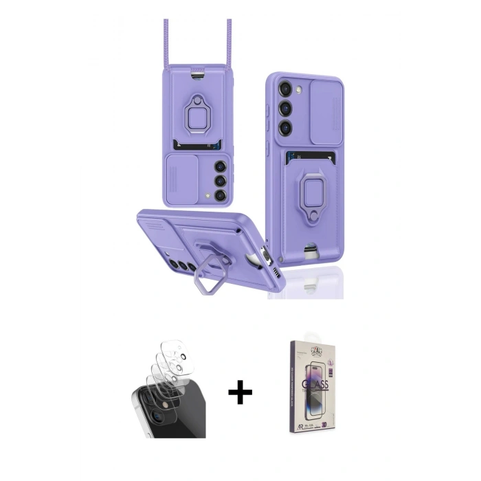 MARSİLYAN™- Galaxy S24 Plus Kılıf Vadi Form Prime - Siyah Bilvis 3D Cam Ekran Koruyucu + Şeffaf Kamera Lens Koruma Cam