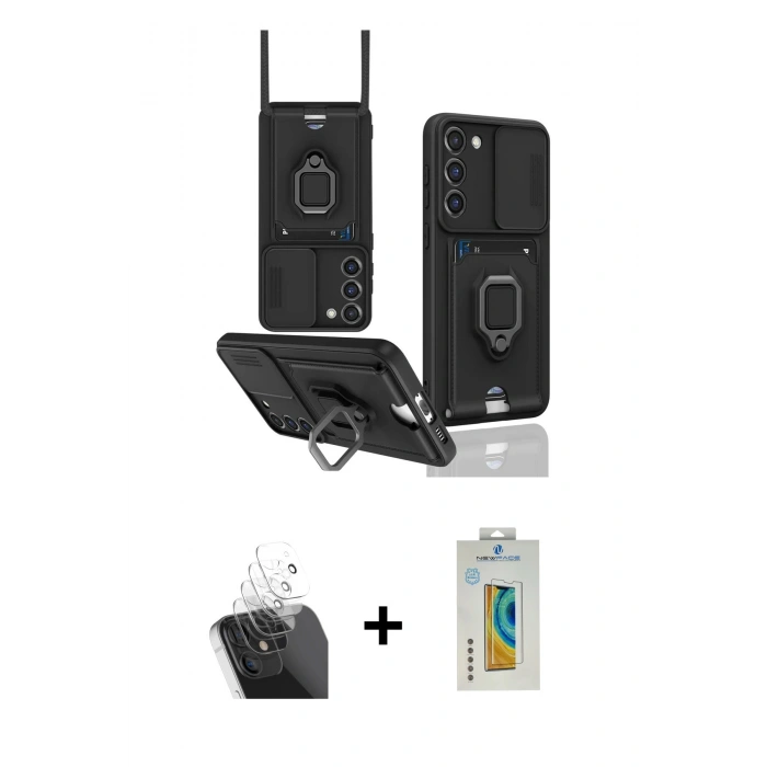 MARSİLYAN™- Galaxy S24 Plus Kılıf Vadi Form Prime - Siyah Polymer Nano Ekran Koruyucu + Kamera Lens Koruma Cam - SF