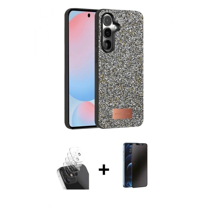 MARSİLYAN™- Galaxy S24 Plus Kılıf Vadi Klasik Serisi - Siyah 3D Antistatik Hayalet Cam Ekran Koruyucu + Kamera Lens Koruma Cam - SF