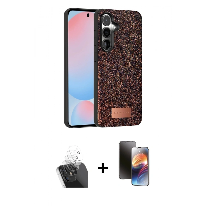 MARSİLYAN™- Galaxy S24 Plus Kılıf Vadi Klasik Serisi - Siyah 3D Antistatik Mat Seramik Nano Ekran Koruyucu + Kamera Lens Koruma Cam - SF