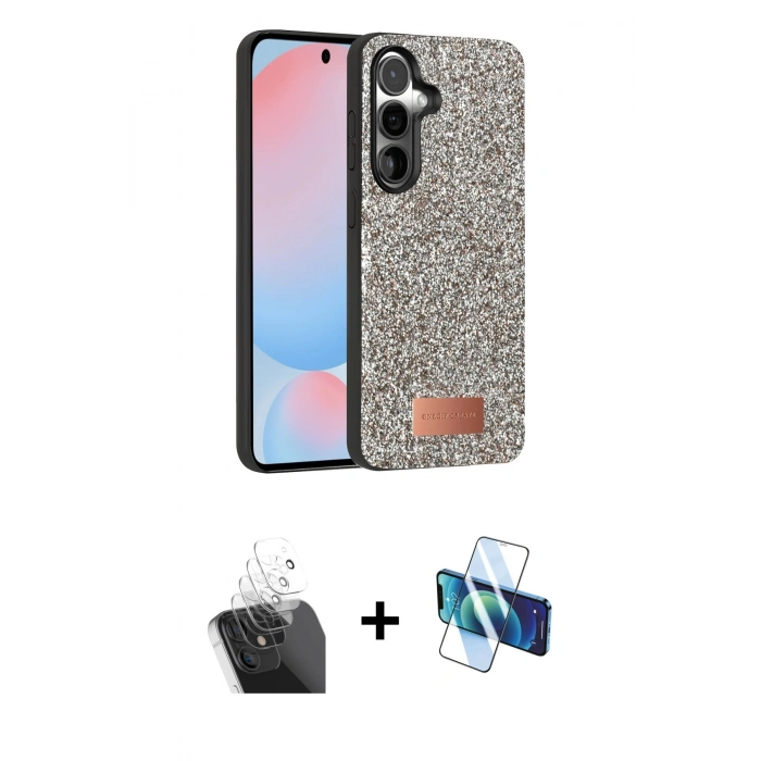 MARSİLYAN™- Galaxy S24 Plus Kılıf Vadi Klasik Serisi - Siyah 3D Antistatik Seramik Nano Ekran Koruyucu + Kamera Lens Koruma Cam - SF