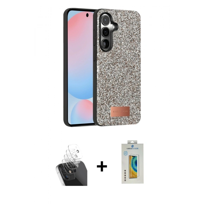 MARSİLYAN™- Galaxy S24 Plus Kılıf Vadi Klasik Serisi - Siyah Polymer Nano Ekran Koruyucu + Kamera Lens Koruma Cam - SF