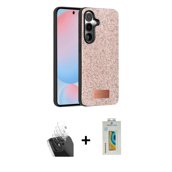 MARSİLYAN™- Galaxy S24 Plus Kılıf Vadi Klasik Serisi - Siyah Polymer Nano Ekran Koruyucu + Kamera Lens Koruma Cam - SF