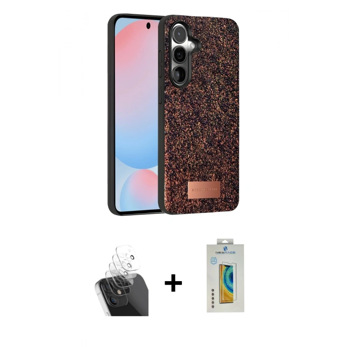 MARSİLYAN™- Galaxy S24 Plus Kılıf Vadi Klasik Serisi - Siyah Polymer Nano Ekran Koruyucu + Kamera Lens Koruma Cam - SF