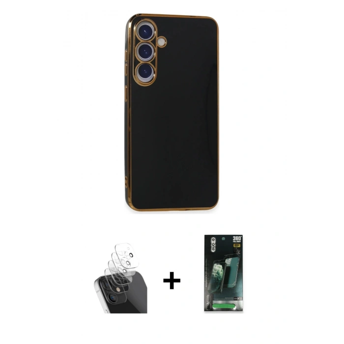 MARSİLYAN™- Galaxy S24 Plus Kılıf Yankı Serisi - Şeffaf 360 Full Body Arka Koruyucu + Kamera Lens Koruma Cam - SF