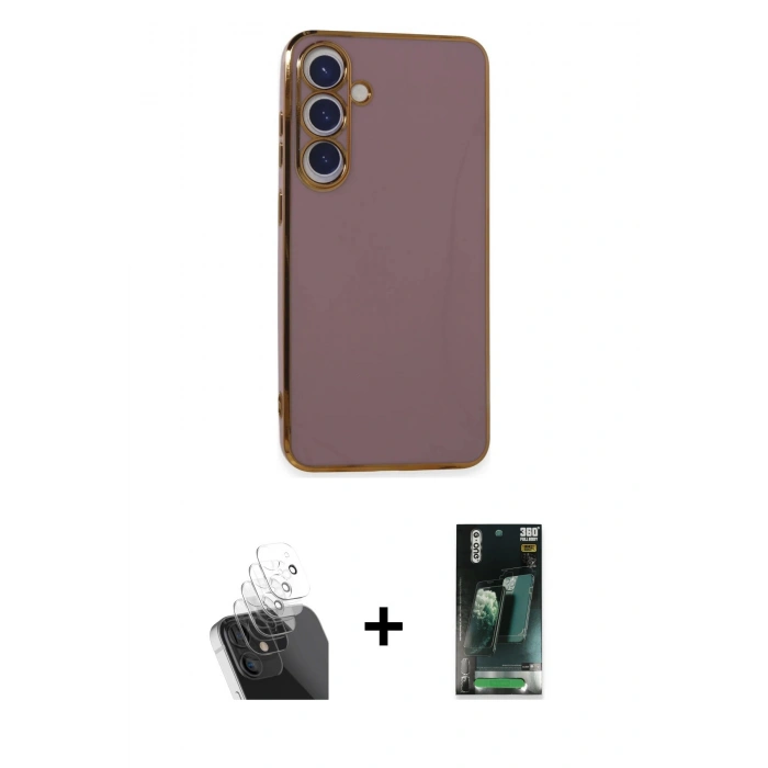 MARSİLYAN™- Galaxy S24 Plus Kılıf Yankı Serisi - Şeffaf 360 Full Body Arka Koruyucu + Kamera Lens Koruma Cam - SF
