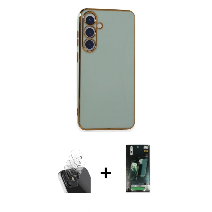 MARSİLYAN™- Galaxy S24 Plus Kılıf Yankı Serisi - Şeffaf 360 Full Body Arka Koruyucu + Kamera Lens Koruma Cam - SF