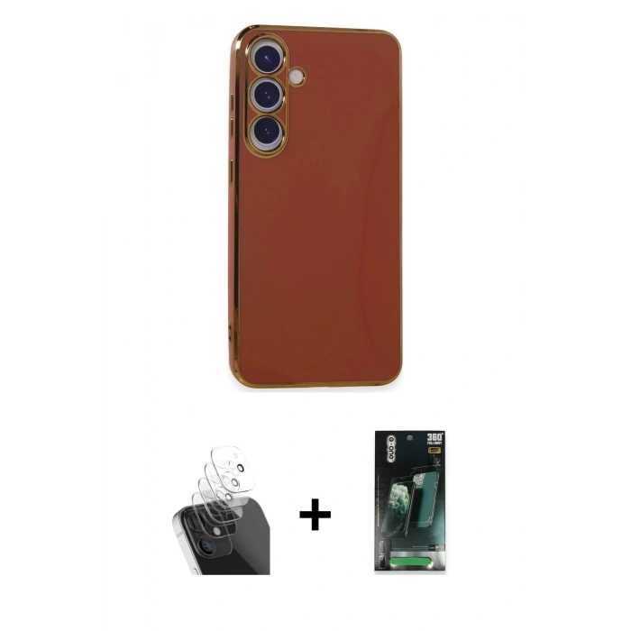 MARSİLYAN™- Galaxy S24 Plus Kılıf Yankı Serisi - Şeffaf 360 Full Body Arka Koruyucu + Kamera Lens Koruma Cam - SF
