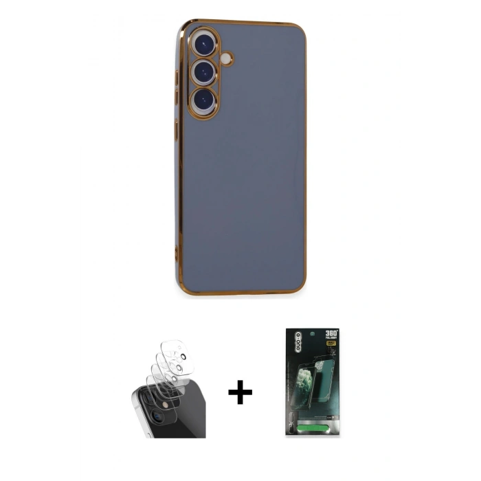 MARSİLYAN™- Galaxy S24 Plus Kılıf Yankı Serisi - Şeffaf 360 Full Body Arka Koruyucu + Kamera Lens Koruma Cam - SF