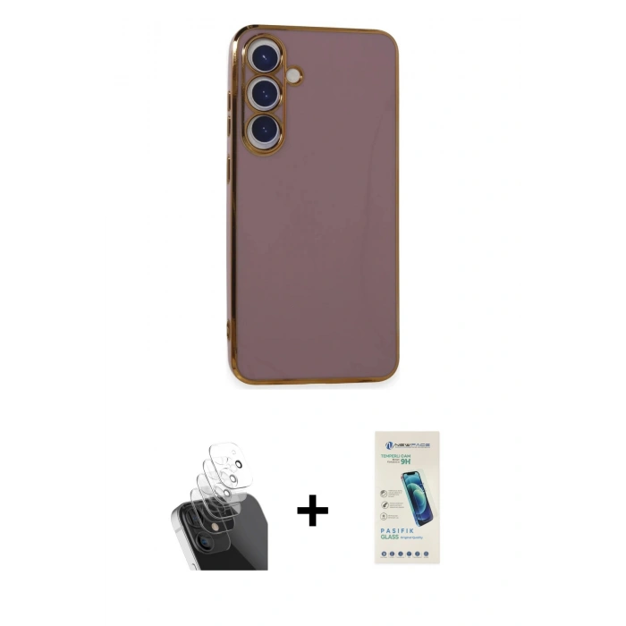 MARSİLYAN™- Galaxy S24 Plus Kılıf Yankı Serisi - Şeffaf Pasifik Cam Ekran Koruyucu + Kamera Lens Koruma Cam - SF