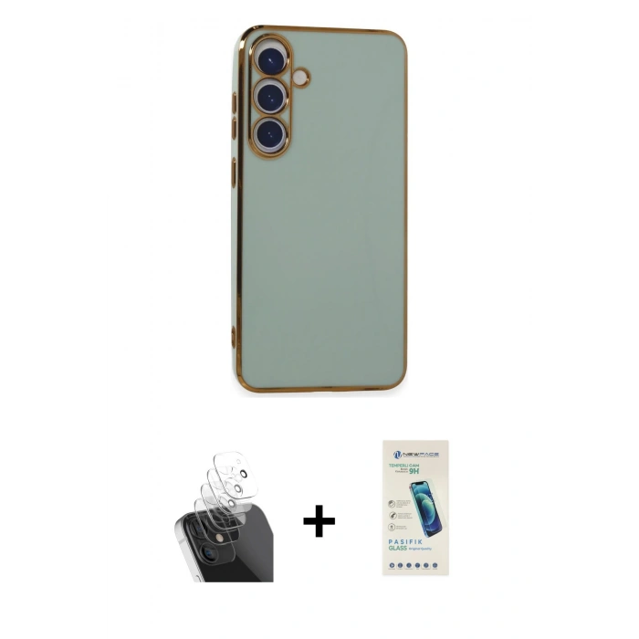 MARSİLYAN™- Galaxy S24 Plus Kılıf Yankı Serisi - Şeffaf Pasifik Cam Ekran Koruyucu + Kamera Lens Koruma Cam - SF