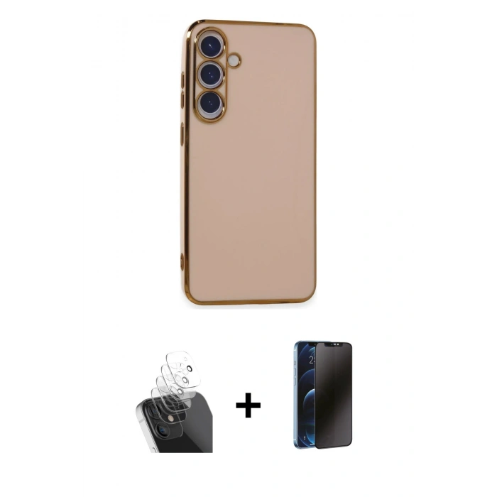 MARSİLYAN™- Galaxy S24 Plus Kılıf Yankı Serisi - Siyah 3D Antistatik Hayalet Cam Ekran Koruyucu + Kamera Lens Koruma Cam - SF