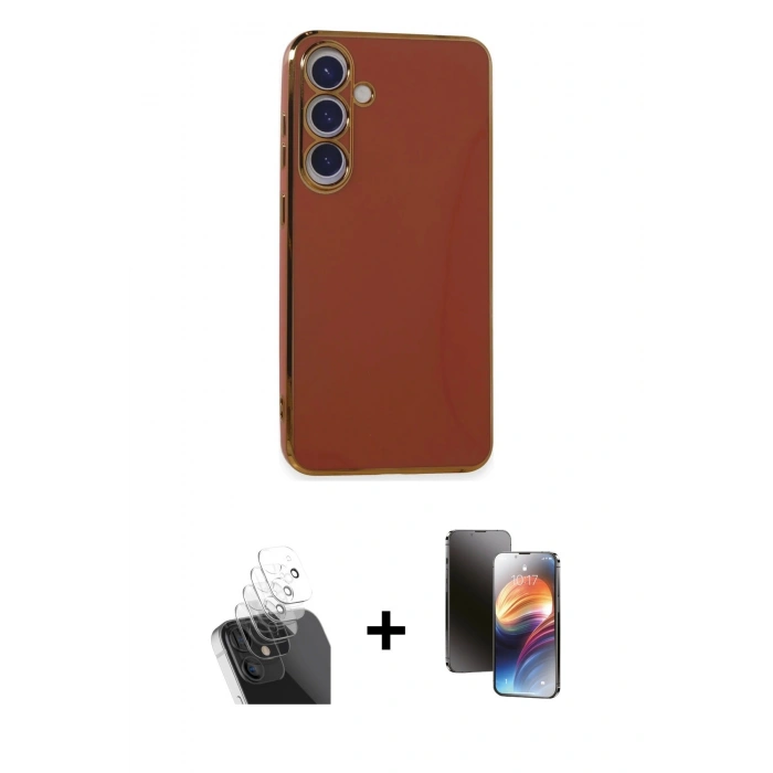 MARSİLYAN™- Galaxy S24 Plus Kılıf Yankı Serisi - Siyah 3D Antistatik Mat Seramik Nano Ekran Koruyucu + Kamera Lens Koruma Cam - SF