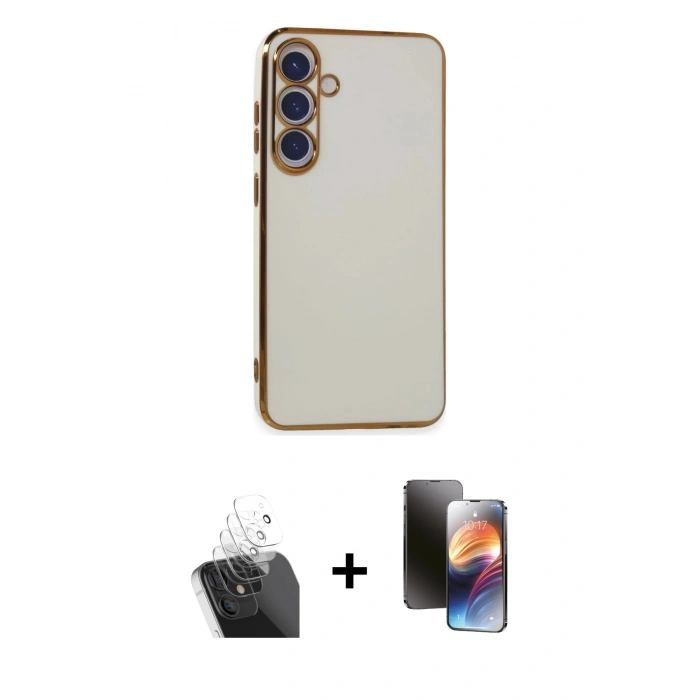 MARSİLYAN™- Galaxy S24 Plus Kılıf Yankı Serisi - Siyah 3D Antistatik Mat Seramik Nano Ekran Koruyucu + Kamera Lens Koruma Cam - SF