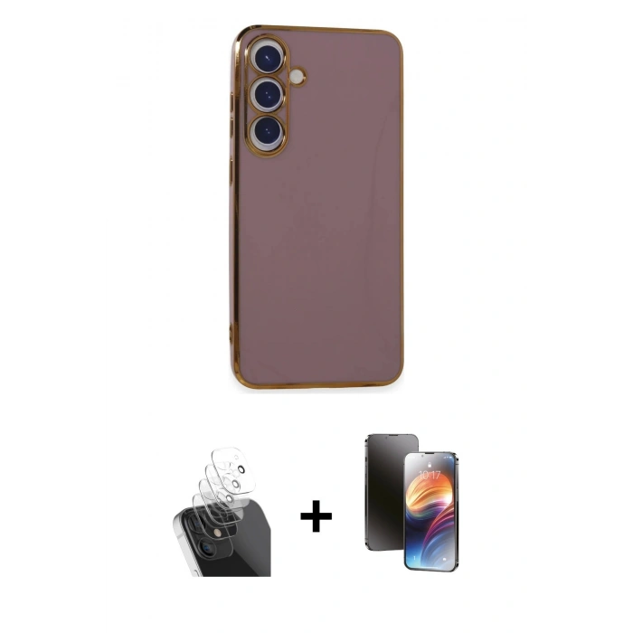 MARSİLYAN™- Galaxy S24 Plus Kılıf Yankı Serisi - Siyah 3D Antistatik Mat Seramik Nano Ekran Koruyucu + Kamera Lens Koruma Cam - SF