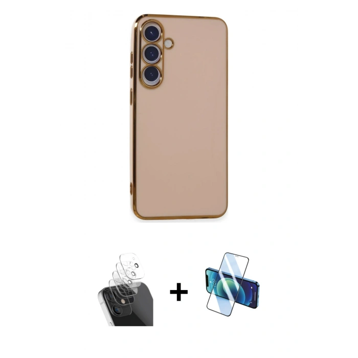 MARSİLYAN™- Galaxy S24 Plus Kılıf Yankı Serisi - Siyah 3D Antistatik Seramik Nano Ekran Koruyucu + Kamera Lens Koruma Cam - SF