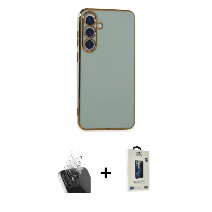 MARSİLYAN™- Galaxy S24 Plus Kılıf Yankı Serisi - Siyah Bilvis Hayalet Cam Ekran Koruyucu + Kamera Lens Koruma Cam - SF