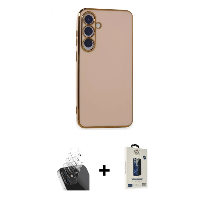 MARSİLYAN™- Galaxy S24 Plus Kılıf Yankı Serisi - Siyah Bilvis Hayalet Cam Ekran Koruyucu + Kamera Lens Koruma Cam - SF