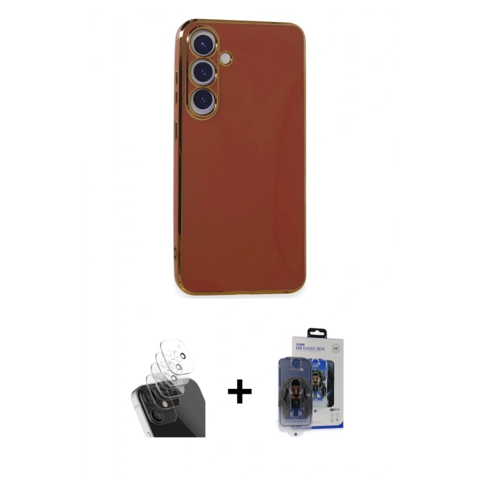MARSİLYAN™- Galaxy S24 Plus Kılıf Yankı Serisi - Siyah Vanessa Magic Cam + Kamera Lens Koruma Cam - SF