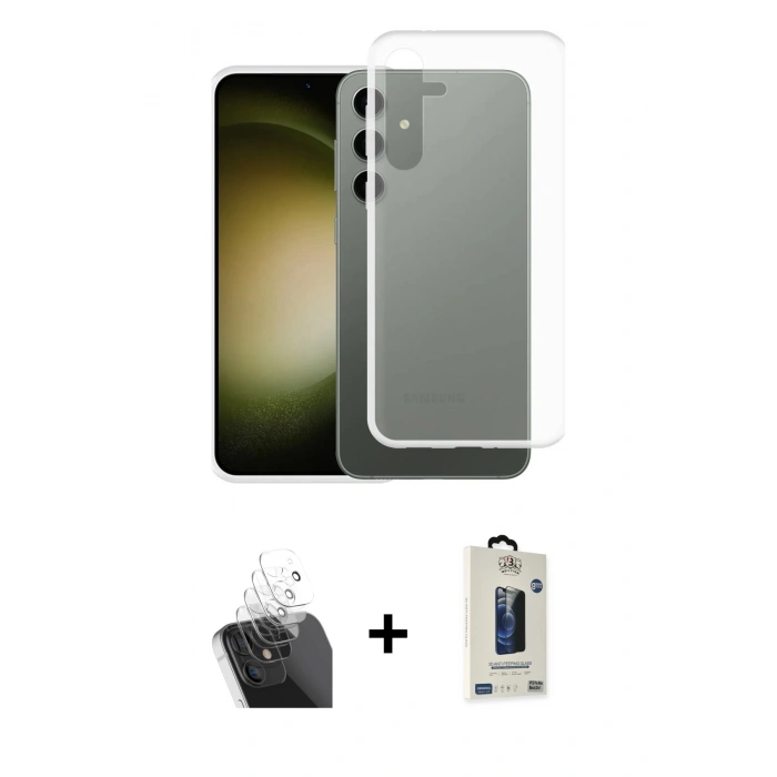 MARSİLYAN™- Galaxy S24 Plus Kılıf Zirve Doku - Siyah Bilvis Hayalet Cam Ekran Koruyucu + Kamera Lens Koruma Cam - SF