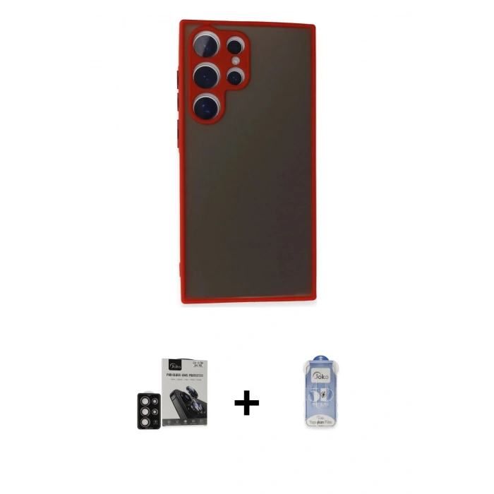 MARSİLYAN™- Galaxy S24 Ultra Kılıf Ahenk Çizgi Serisi - Siyah Joko Magic 5D Cam + PVD Metal Kamera Lens - DNMR