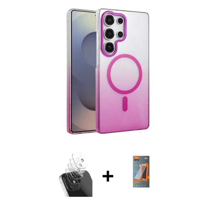 MARSİLYAN™- Galaxy S24 Ultra Kılıf Ahenk Doku Özel Seri - Siyah AutoKit 5in1 Fiber Hayalet Polymer Nano Ekran Koruyucu + Kamera Lens Koruma Cam - SF