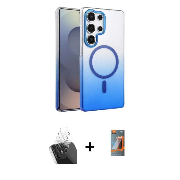 MARSİLYAN™- Galaxy S24 Ultra Kılıf Ahenk Doku Özel Seri - Siyah AutoKit 5in1 Fiber Hayalet Polymer Nano Ekran Koruyucu + Kamera Lens Koruma Cam - SF