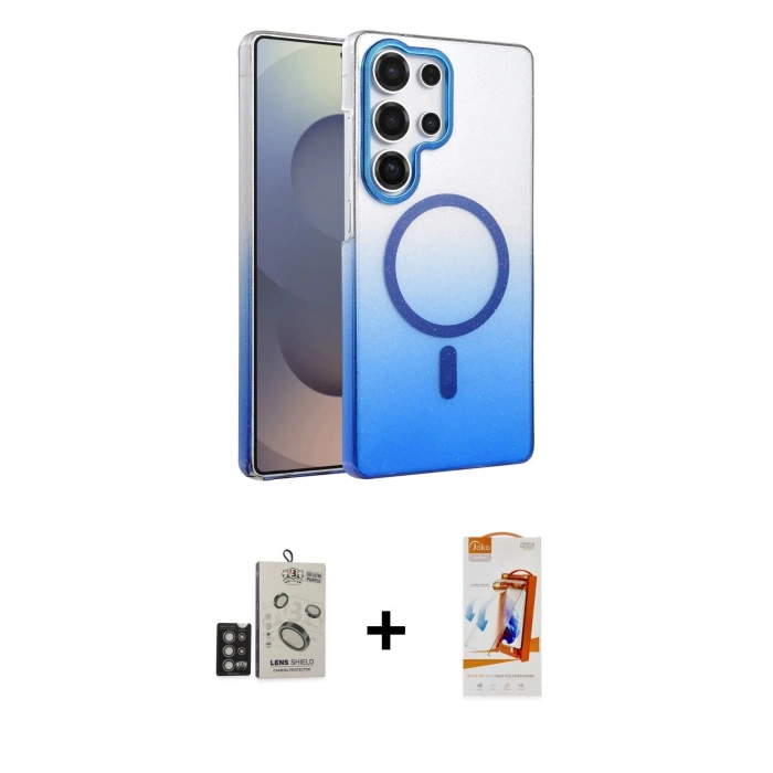 MARSİLYAN™- Galaxy S24 Ultra Kılıf Ahenk Doku Özel Seri - Siyah AutoKit 5in1 Fiber Polymer Nano Ekran Koruyucu + Bilvis Titan Kamera Lens - DNMR
