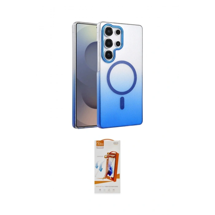 MARSİLYAN™- Galaxy S24 Ultra Kılıf Ahenk Doku Özel Seri - Siyah AutoKit 5in1 Fiber Polymer Nano Ekran Koruyucu