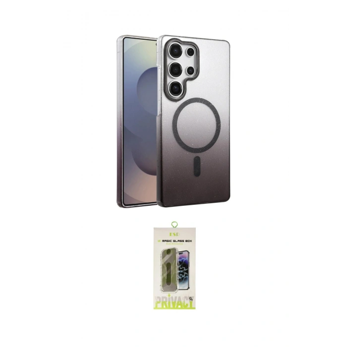 MARSİLYAN™- Galaxy S24 Ultra Kılıf Ahenk Doku Özel Seri - Siyah Joko Magic 5D Hayalet Cam
