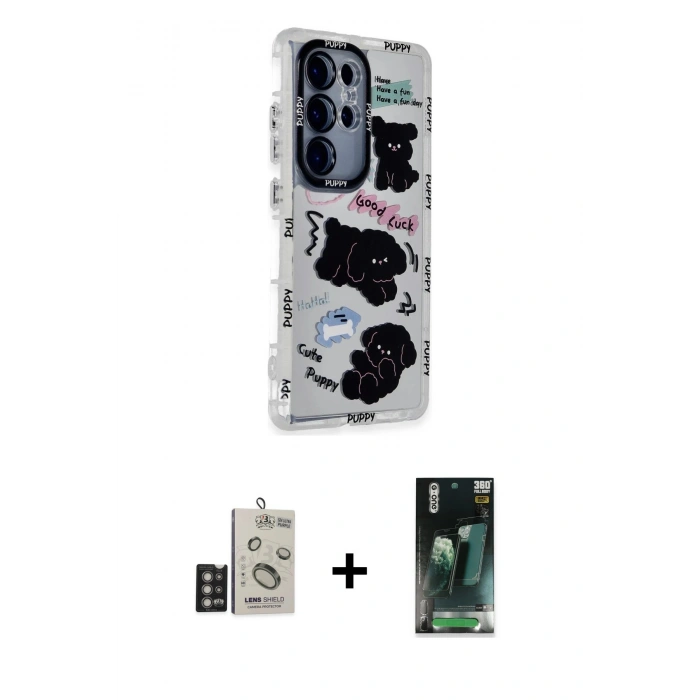 MARSİLYAN™- Galaxy S24 Ultra Kılıf Ahenk Modern Serisi - Şeffaf 360 Full Body Arka Koruyucu + Bilvis Titan Kamera Lens - DNMR