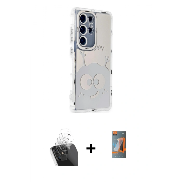 MARSİLYAN™- Galaxy S24 Ultra Kılıf Ahenk Modern Serisi - Siyah AutoKit 5in1 Fiber Hayalet Polymer Nano Ekran Koruyucu + Kamera Lens Koruma Cam - SF
