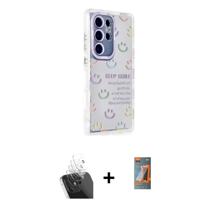 MARSİLYAN™- Galaxy S24 Ultra Kılıf Ahenk Modern Serisi - Siyah AutoKit 5in1 Fiber Hayalet Polymer Nano Ekran Koruyucu + Kamera Lens Koruma Cam - SF