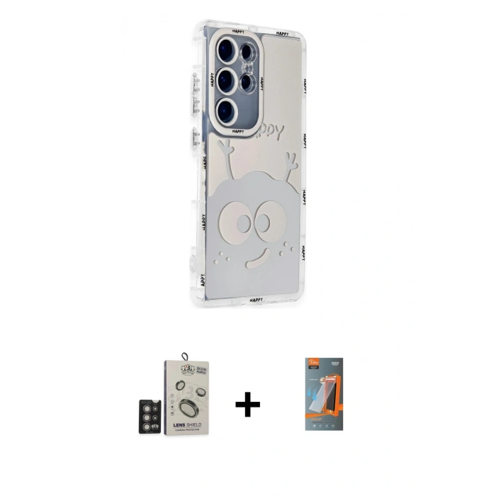 MARSİLYAN™- Galaxy S24 Ultra Kılıf Ahenk Modern Serisi - Siyah AutoKit 5in1 Fiber Hayalet Polymer Nano Ekran Koruyucu + Derin Mor Bilvis Titan Kamera Lens